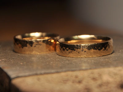 Hammered Gold Wedding Rings